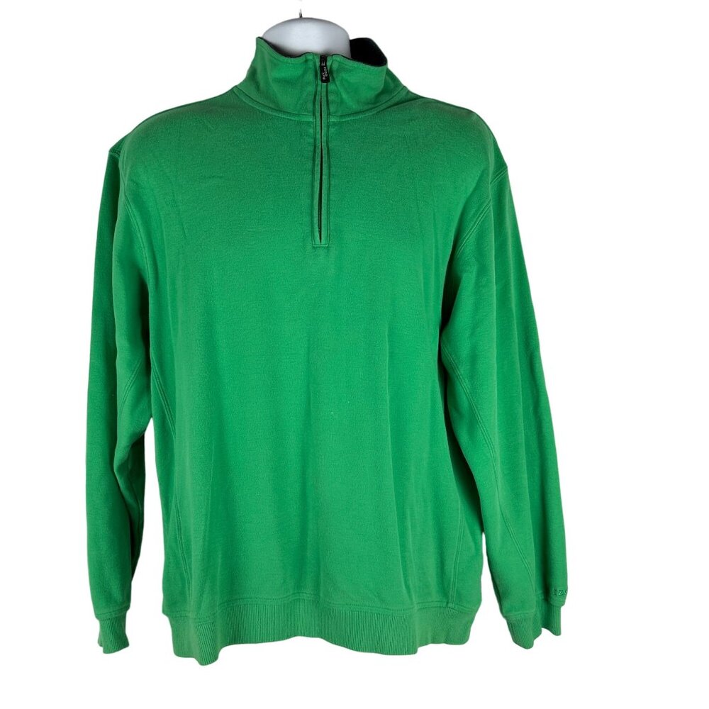 Izod XFG Green Mens Pullover 1/4 Zip Sweatshirt  Size Medium 100% Cotton
